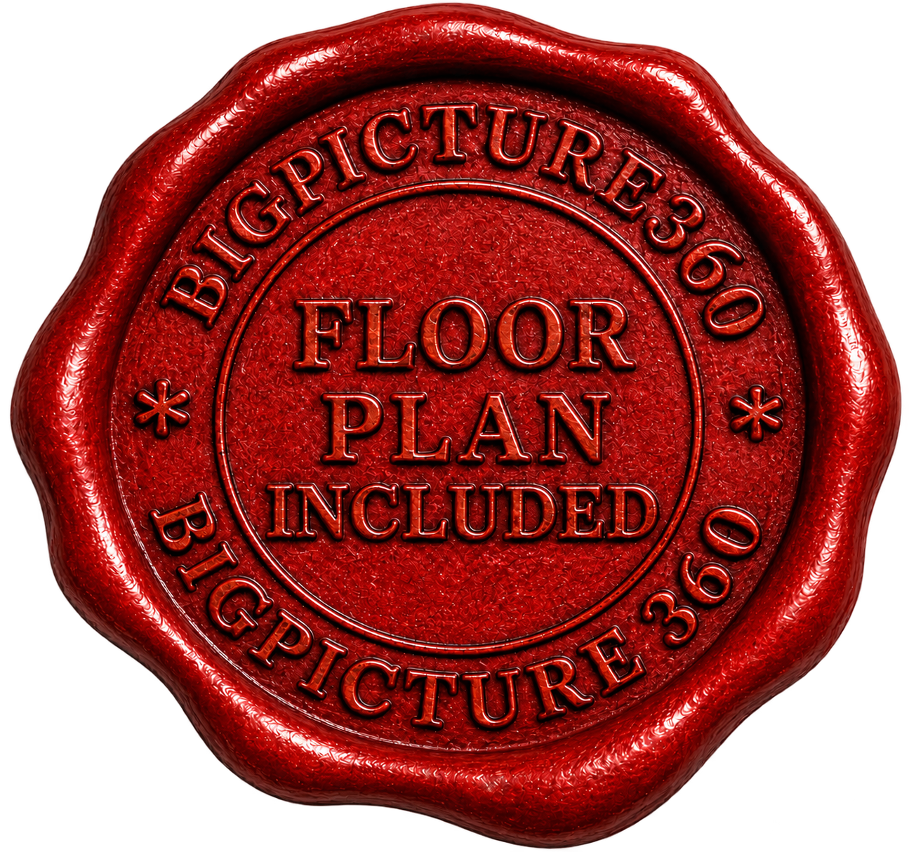 BigPicture360 red wax seal: floor plan included with residential photography packages