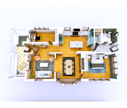 Color-coded 3D F/P With Furniture