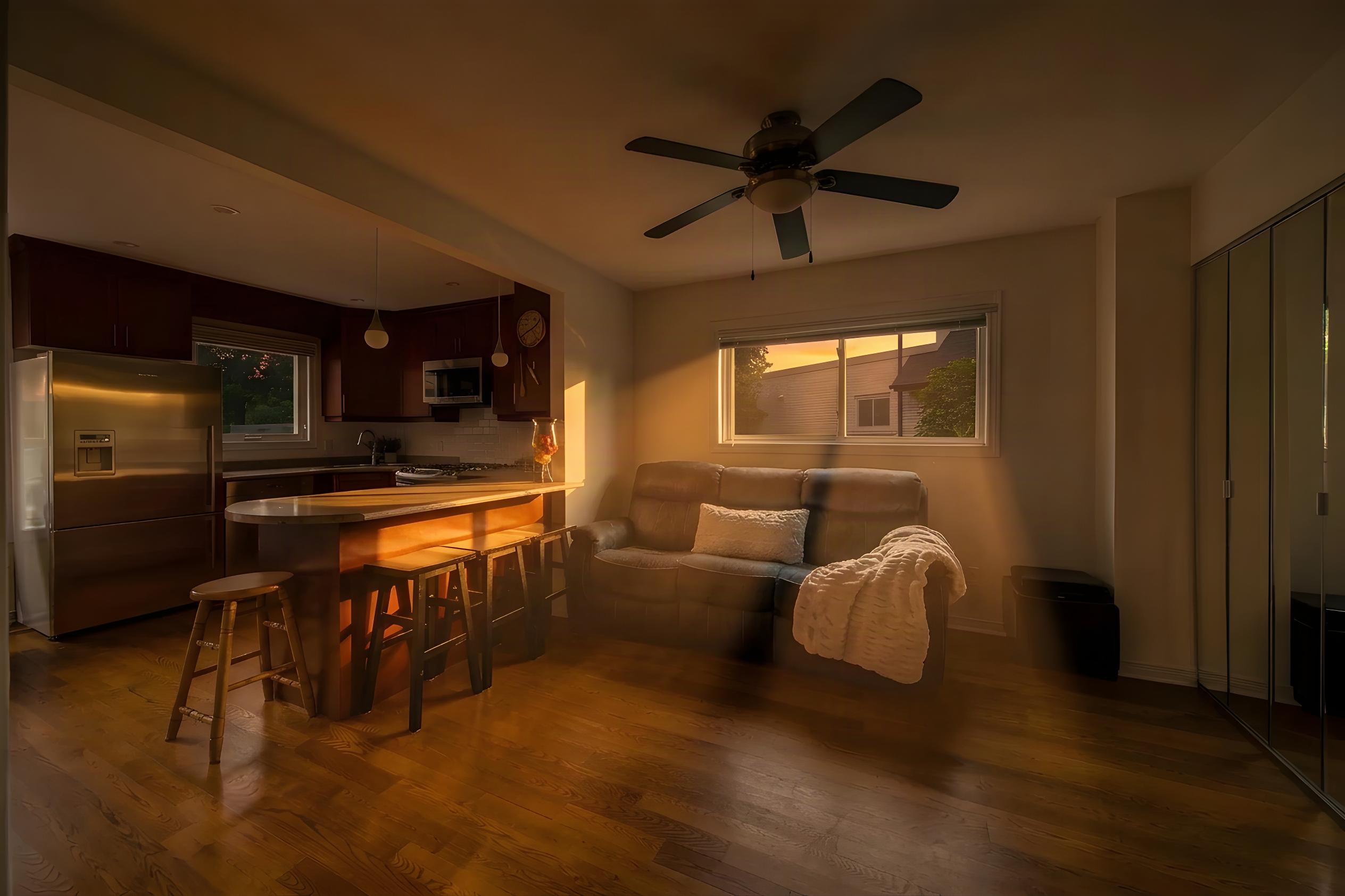 Interior Twilight - Kitchen and Living Area